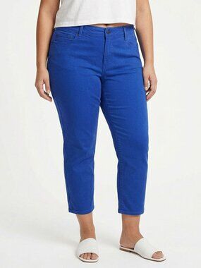 DKNY Jeans Royal Blue Cropped Straight Leg Pants Size 14 Bright Cobalt Stretch